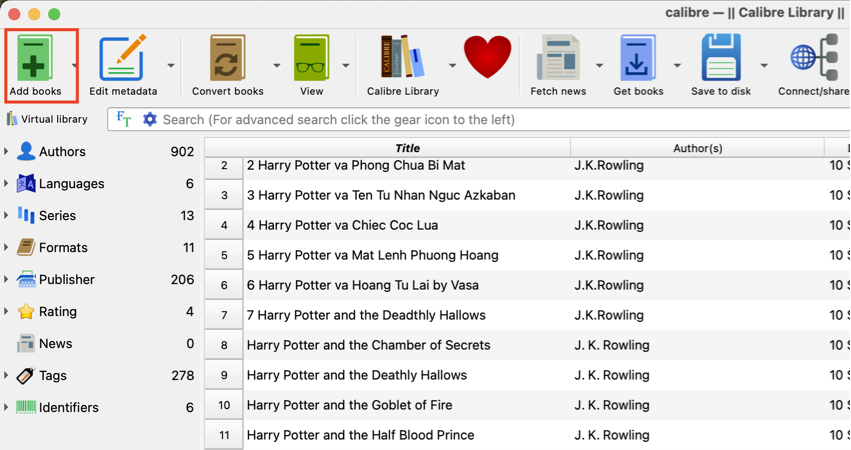 Thêm sách vào Calibre