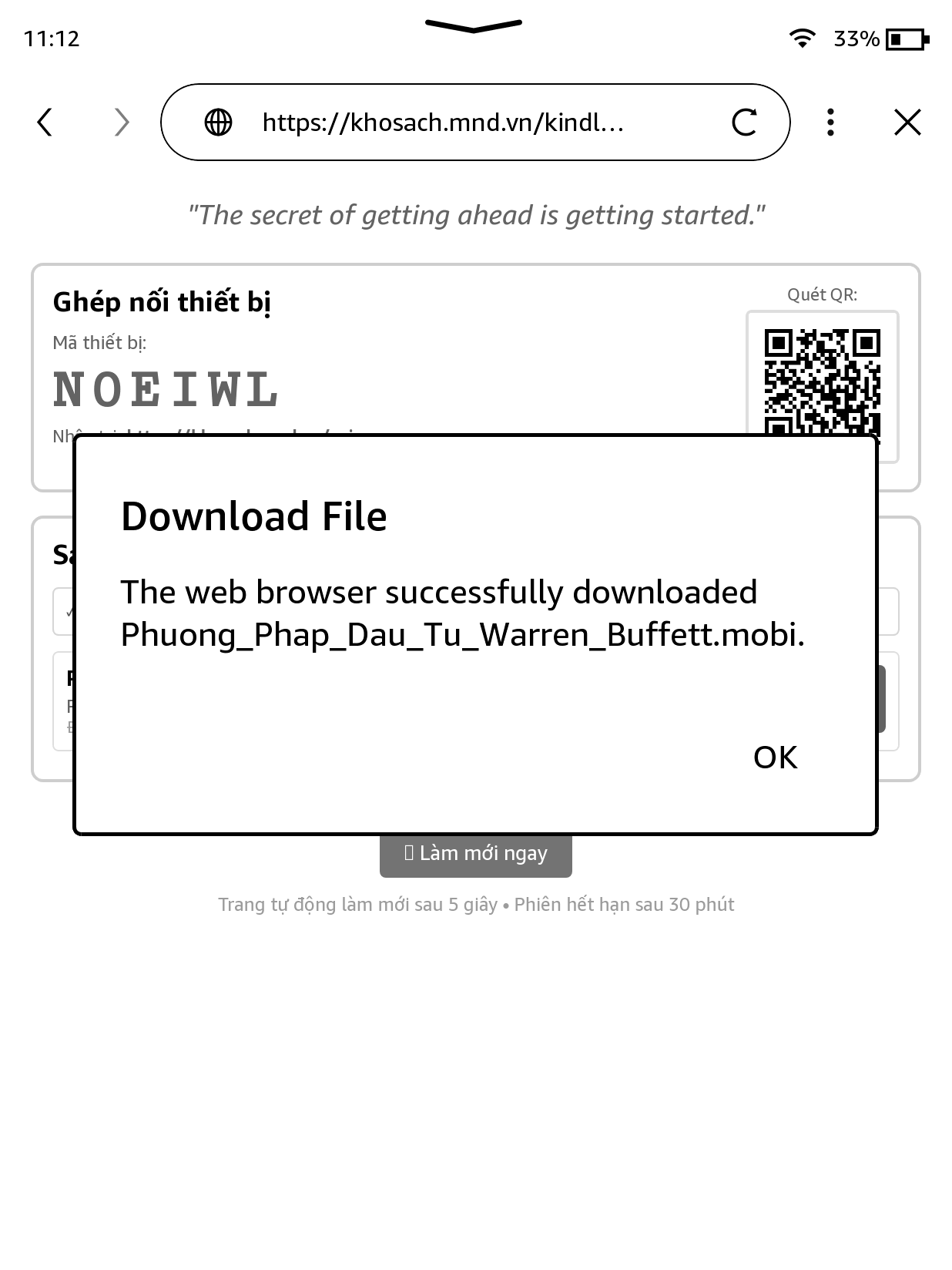 Thông báo tải thành công